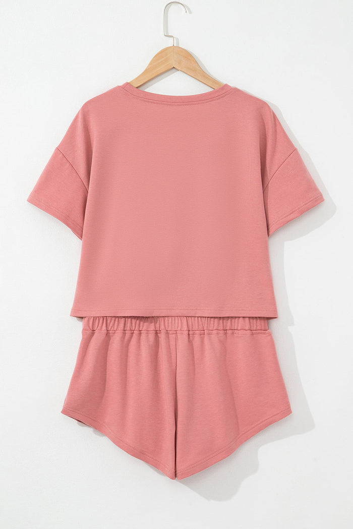Solid Cropped Tee & Ruffle High Waist Skort Set