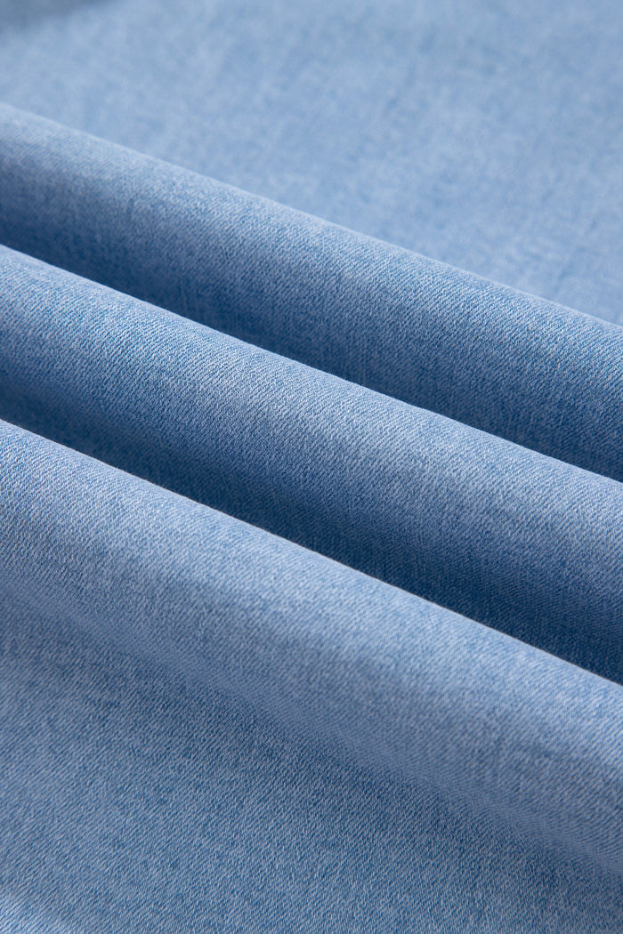 Solid Denim Square Patch Pocket Ankle Length Barrel Jeans