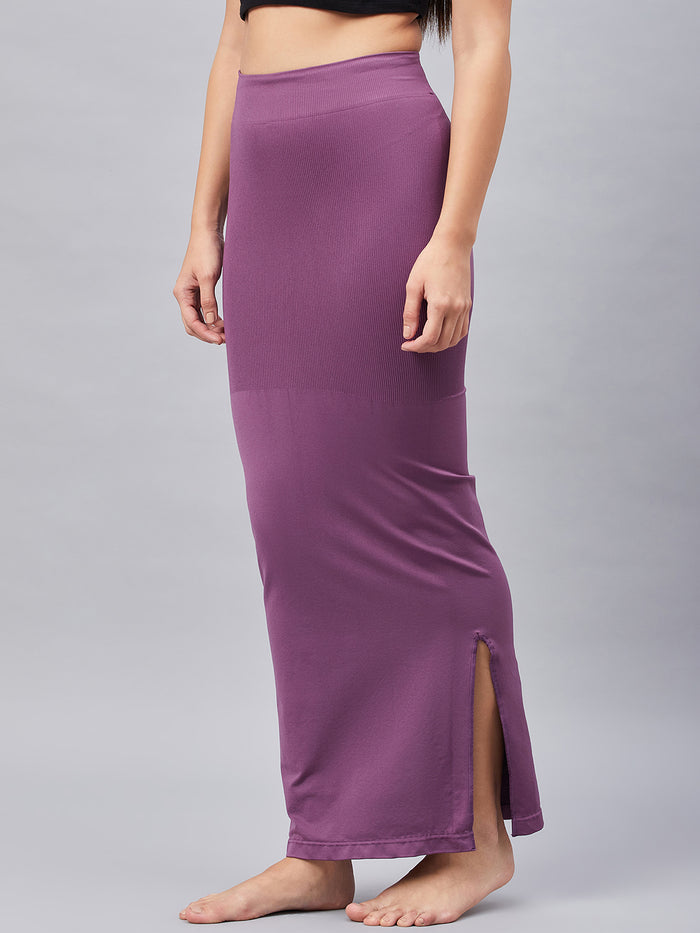 Solid High Coverage High Rise Seamless Saree Shaper For Women - Purple