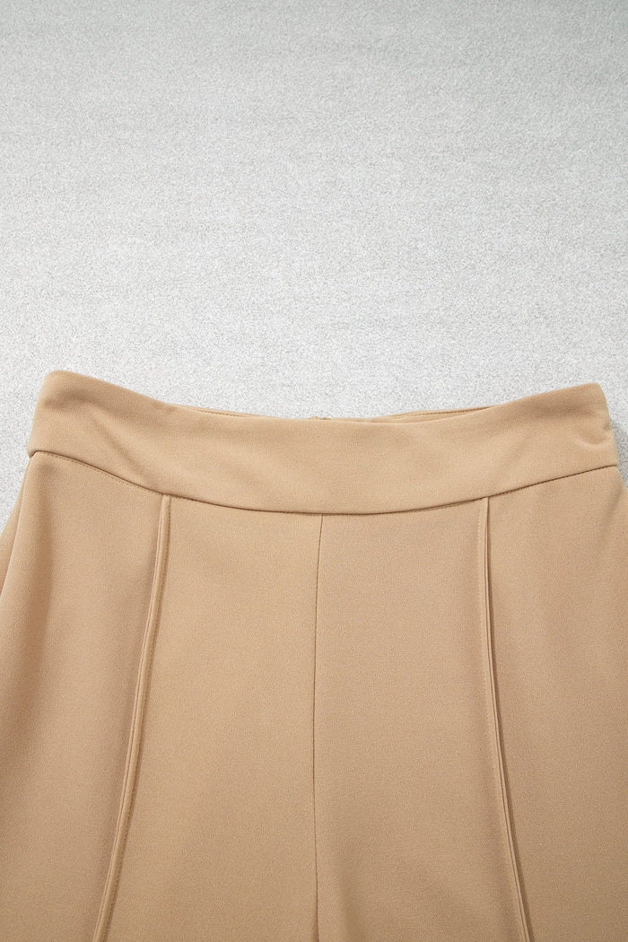 Solid High Waist Exposed Seam Bootcut Pants
