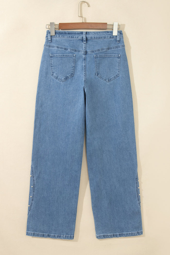 Solid Studded Side Seam Ankle Length Jeans