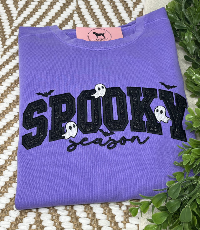SPOOKY SEASON GLITTER Applique Embroidered T-shirt or Sweatshirt
