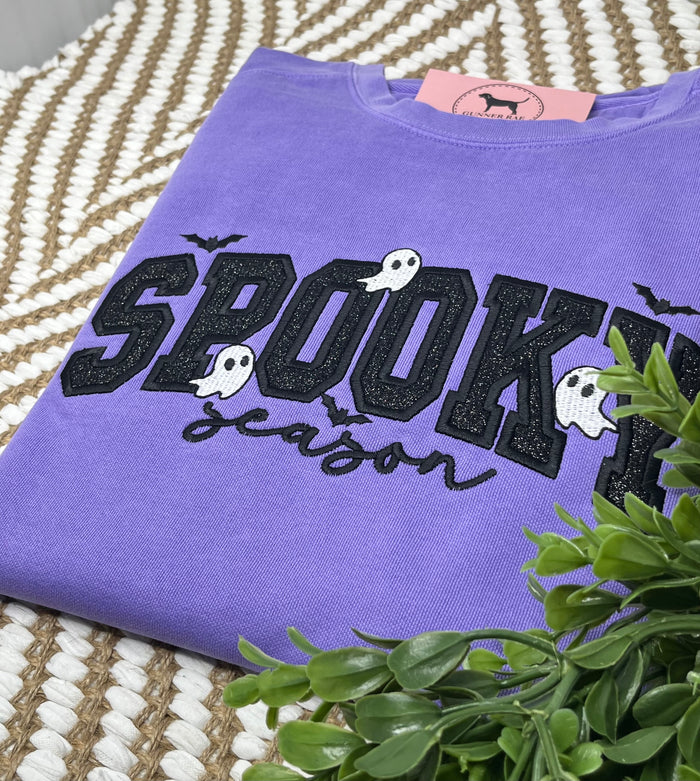 SPOOKY SEASON GLITTER Applique Embroidered T-shirt or Sweatshirt