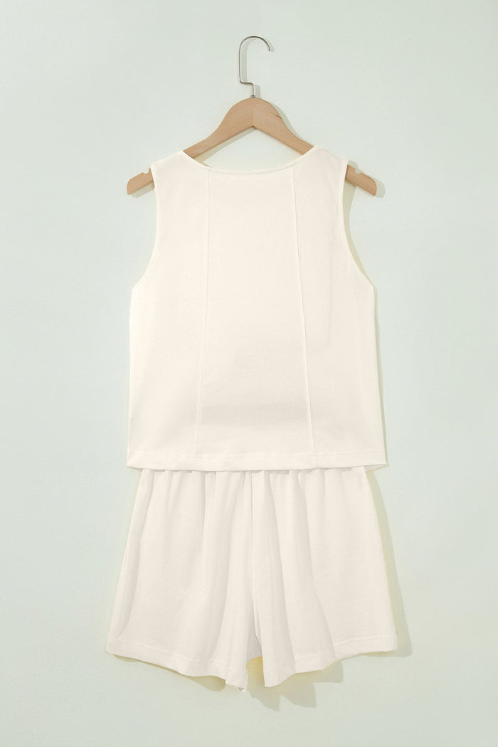 Stitched Detail Loose Tank & Shorts Set