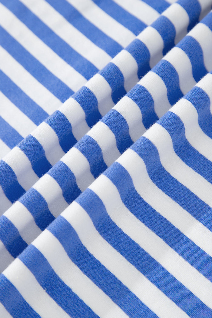 Stripe Crewneck Tee & Tie Waist Shorts Set