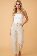 Stripe Denim High Waist Barrel Leg Jeans