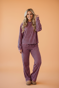 Stripe Long Sleeve Top and Drawstring Pants Set