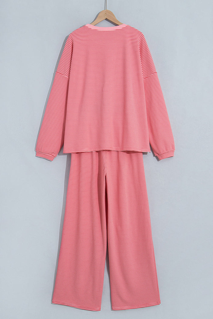 Stripe Oversized Long Sleeve Top & Pants Set