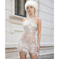 Stylish Gold Floral Bodycon Dress Party Prom Dress