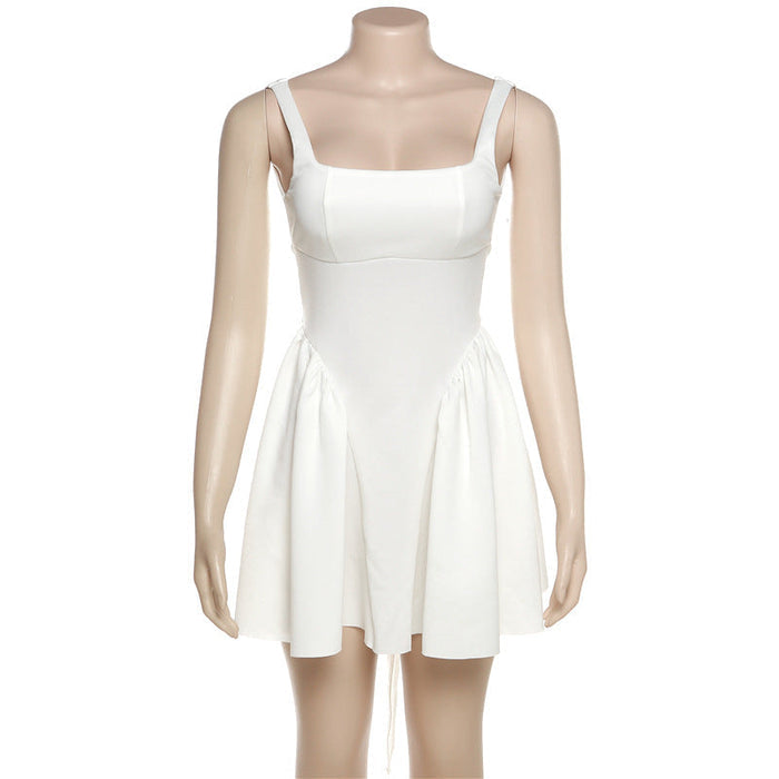 Summer Rain Backless Lace up Bow Evening Dress