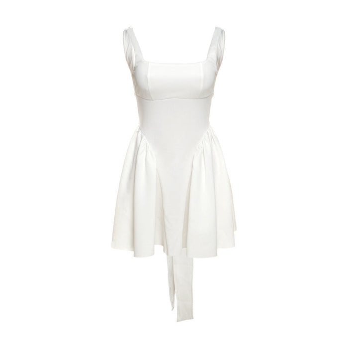Summer Rain Backless Lace up Bow Evening Dress