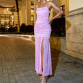 Summer Women Clothing Sexy Mesh Stitched Backless Maxi Evening Dress