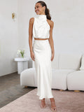 Summer Women Clothing Sexy Scarf Top Draping Skirt Casual Set Women Evening Dress