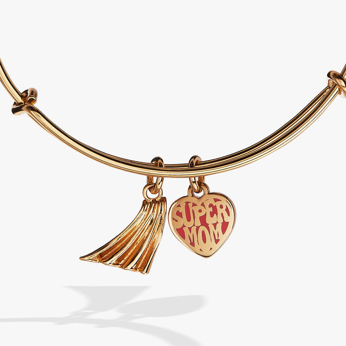 'Super Mom' Heart and Cape Charm Bangle