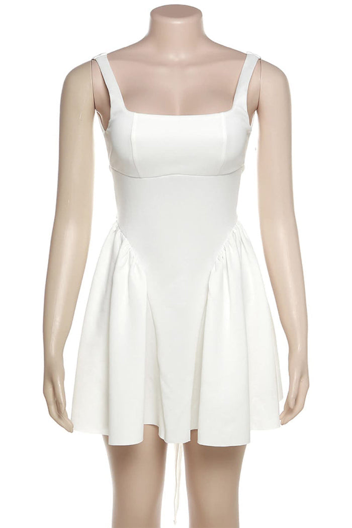 Sweet Simplicity Solid Backless With Bow Square Collar Evening Dresses