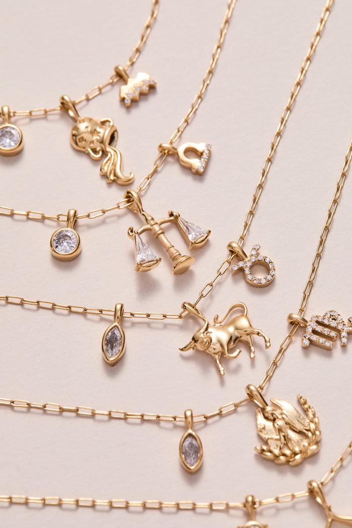Taurus Zodiac Charm Cluster Necklace
