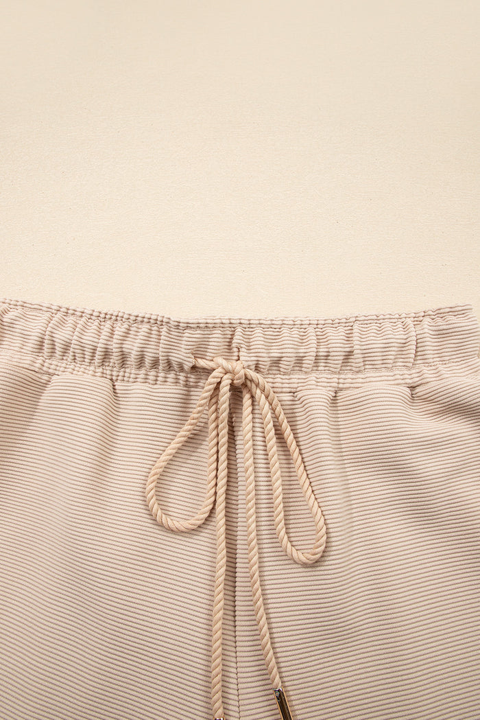 Textured Half-Zip Top & Drawstring Shorts Set