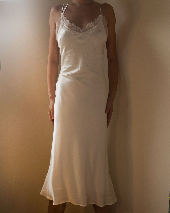 Tin Sage Green Mulberry Silk Dress Gown