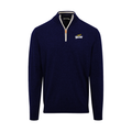 Toledo Navy with White Trim Luxury Touch Cotton and Cashmere Quarter Zip Sweater