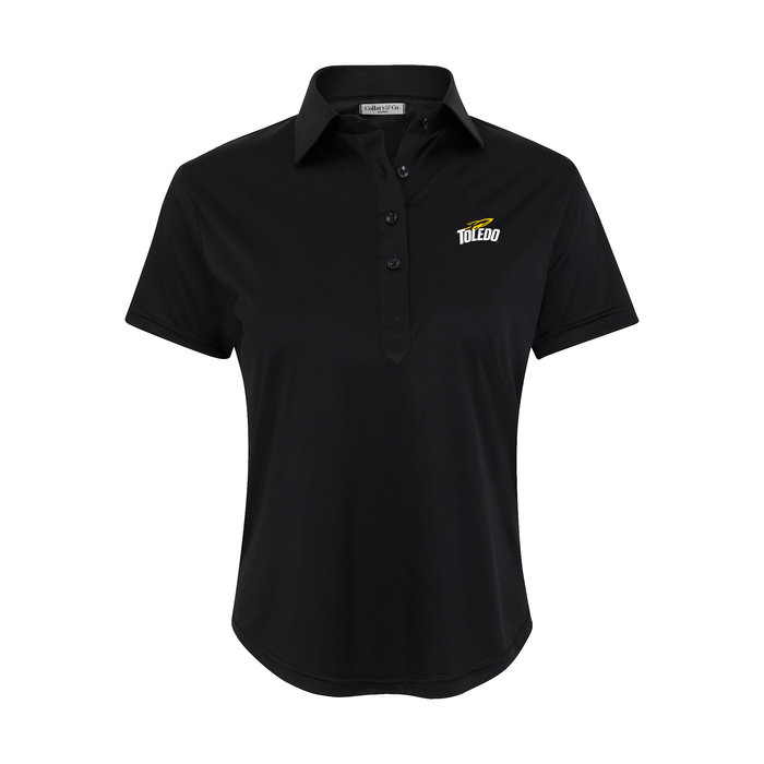 Toledo Women's Cap Sleeve Semi Spread Polo Black