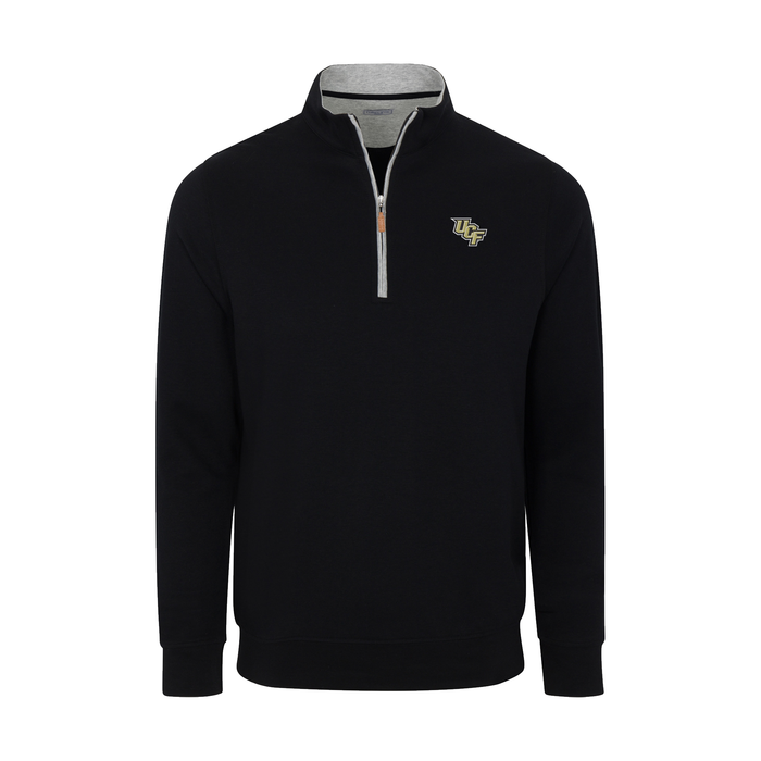 UCF Heather Cloud Cotton Quarter Zip Pullover Black with Light Grey Trim