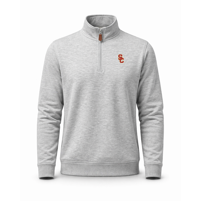 USC Heather Cloud Cotton Quarter Zip Pullover Light Grey