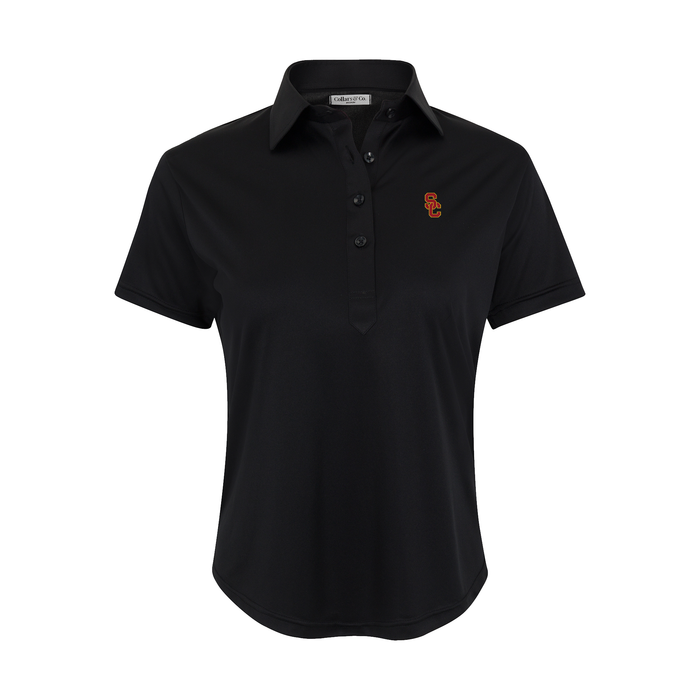 USC Women's Cap Sleeve Semi Spread Polo Black
