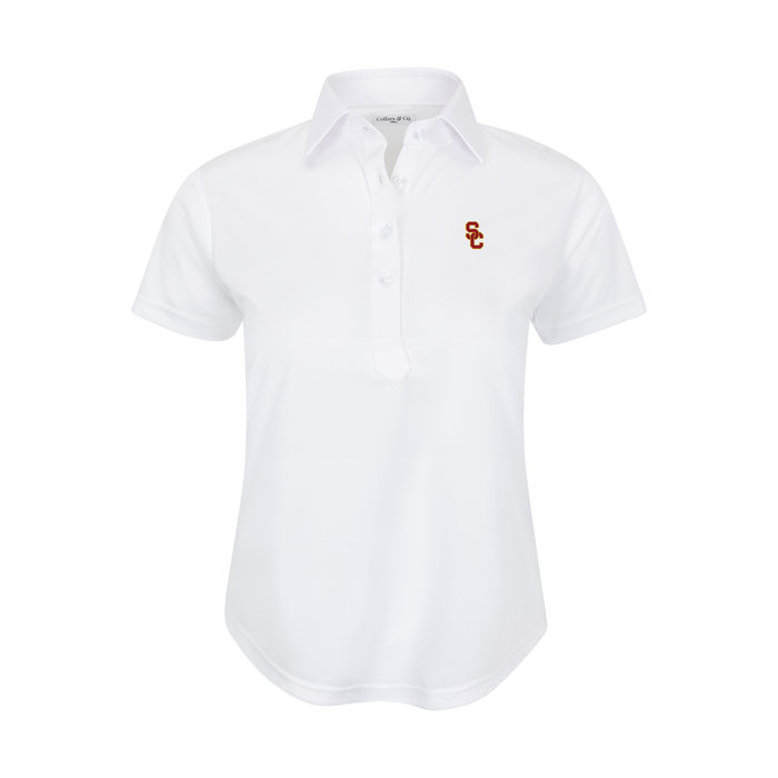 USC Women's Cap Sleeve Semi Spread Polo White