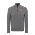 Utah Grey with Grey Trim Luxury Touch Cotton and Cashmere Quarter Zip Sweater