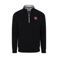 Utah Heather Cloud Cotton Quarter Zip Pullover Black with Light Grey Trim