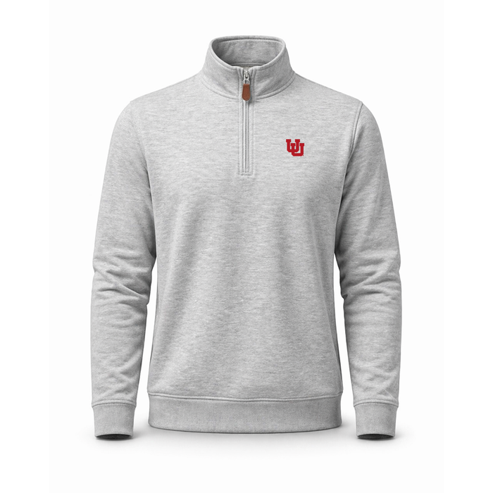 Utah Heather Cloud Cotton Quarter Zip Pullover Light Grey
