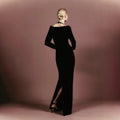 V-Neck Rhinestone Bandage Long Sleeve Fall Prom Dress