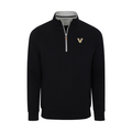 Vanderbilt Heather Cloud Cotton Quarter Zip Pullover Black with Light Grey Trim