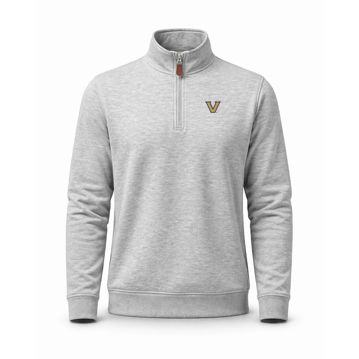 Vanderbilt Heather Cloud Cotton Quarter Zip Pullover Light Grey
