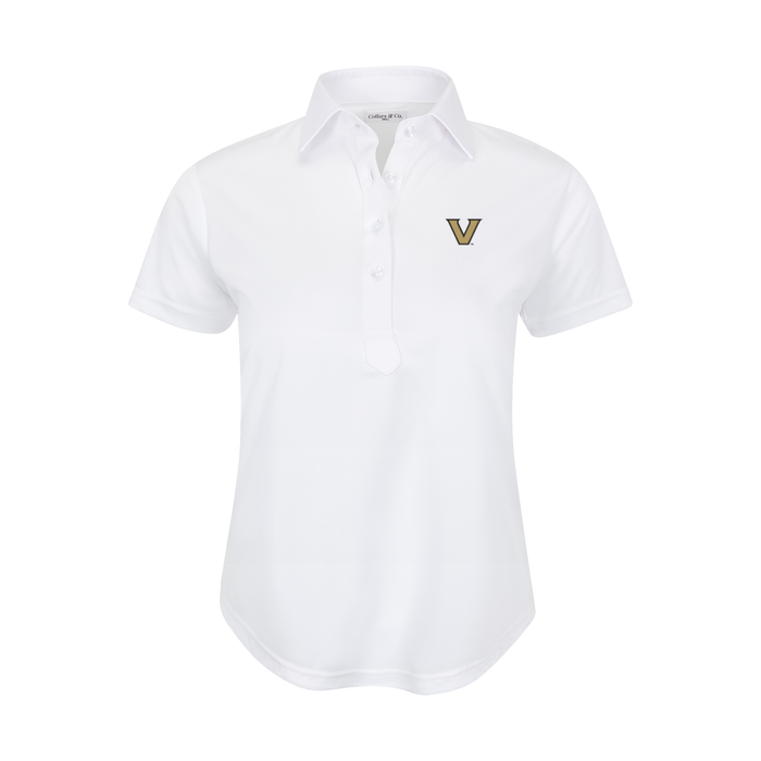 Vanderbilt Women's Cap Sleeve Semi Spread Polo White