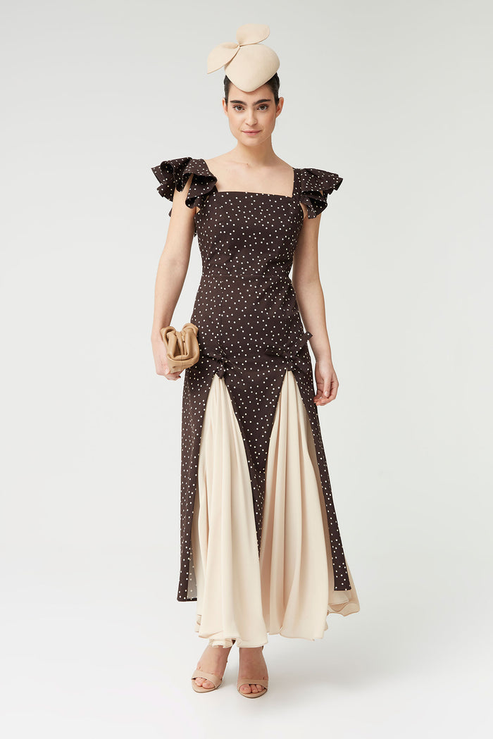 VESTIDO NORA LUNARES MARRON