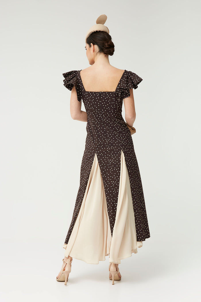 VESTIDO NORA LUNARES MARRON