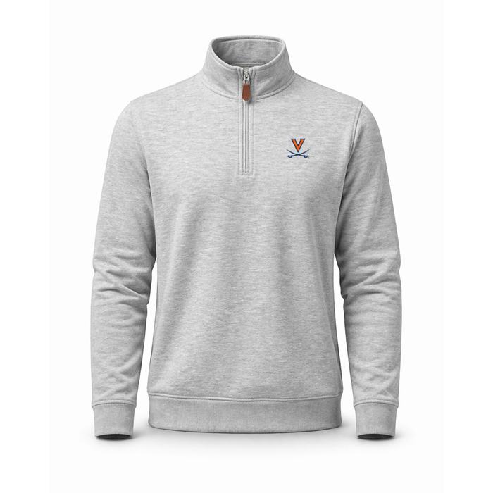 Virginia Heather Cloud Cotton Quarter Zip Pullover Light Grey