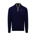 Virginia Navy with White Trim Luxury Touch Cotton and Cashmere Quarter Zip Sweater