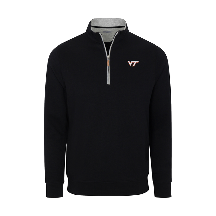 Virginia Tech Heather Cloud Cotton Quarter Zip Pullover Black with Light Grey Trim