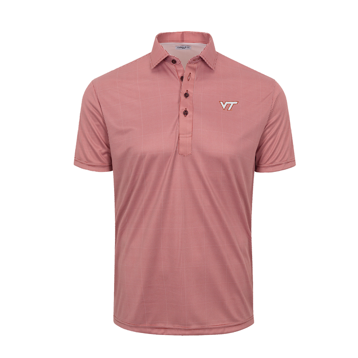 Virginia Tech Semi-Spread Collar Polo Maroon Houndstooth