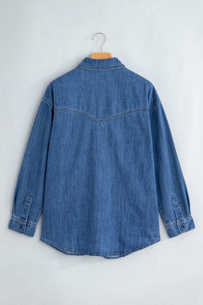 Western Denim Patch Pockets Long Sleeve Shirt