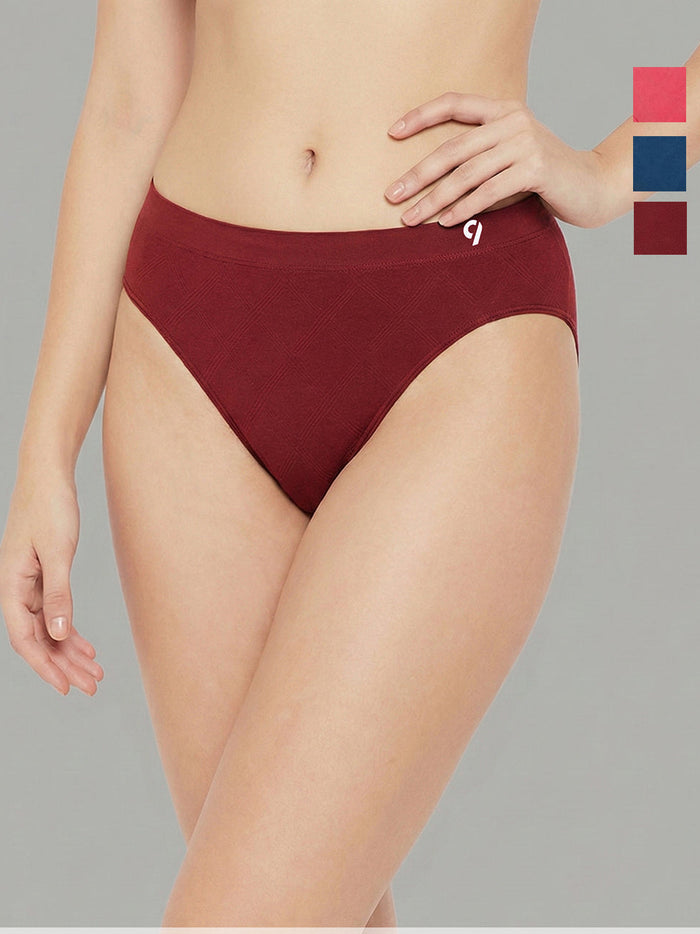 Women Seamless Mid-Rise Breathable &Comfort Fit Briefs (Pack Of 3)