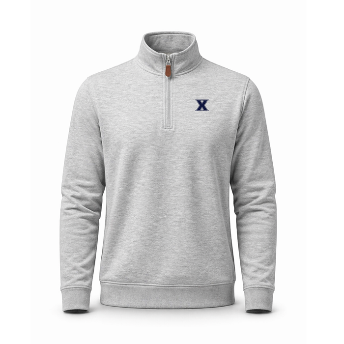 Xavier Heather Cloud Cotton Quarter Zip Pullover Light Grey