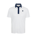 Xavier Semi-Spread Collar Polo Austin White with Navy Accent