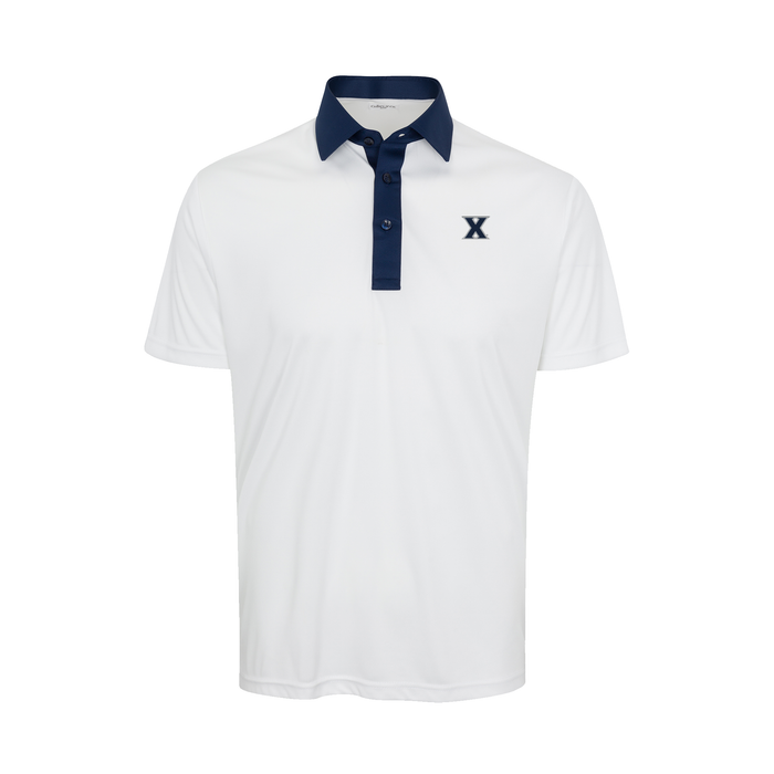 Xavier Semi-Spread Collar Polo Austin White with Navy Accent