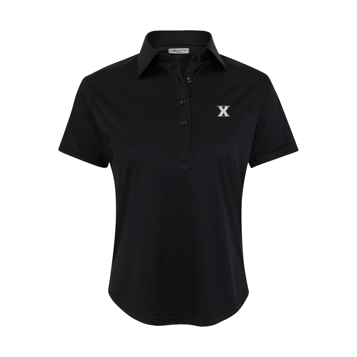 Xavier Women's Cap Sleeve Semi Spread Polo Black