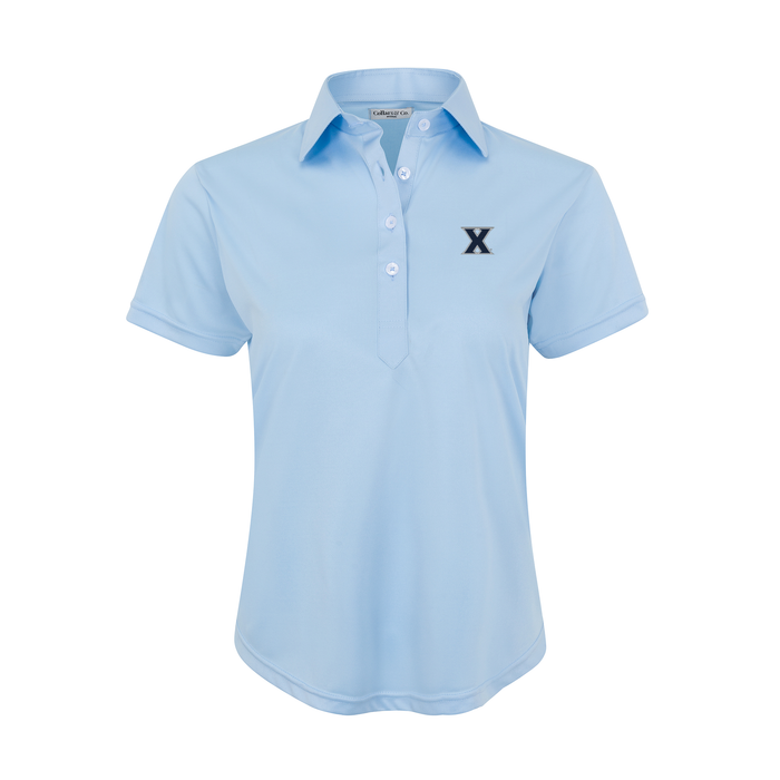 Xavier Women's Cap Sleeve Semi Spread Polo Sky Blue