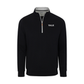Yale Heather Cloud Cotton Quarter Zip Pullover Black with Light Grey Trim